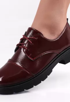 Pantofi dama casual Bordo din Piele Ecologica Lacuita Avama imagine