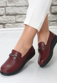 Pantofi dama casual Bordo din Piele Ecologica siham imagine