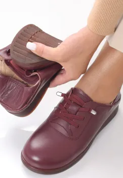Pantofi dama casual Bordo din Piele Naturala Samiana imagine