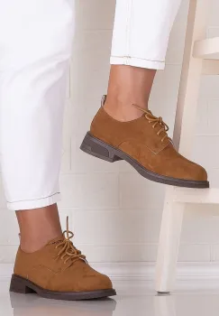 Pantofi dama casual Camel din Piele Ecologica Intoarsa Surana imagine
