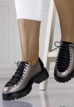 Pantofi dama casual Gri din piele ecologica Nivora imagine