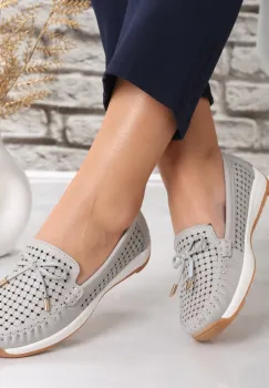 Pantofi dama casual Gri din Piele Naturala Alinca imagine