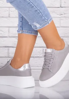 Pantofi dama casual Gri din Piele Naturala Arselia imagine