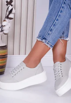 Pantofi dama casual Gri din Piele Naturala Bria imagine