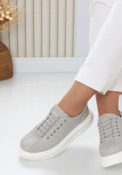 Pantofi dama casual Gri din Piele Naturala Clora imagine