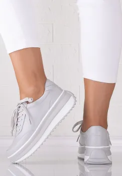 Pantofi dama casual Gri din Piele Naturala Delaia imagine