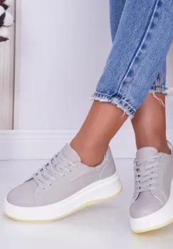 Pantofi dama casual Gri din Piele Naturala Ema imagine
