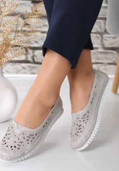 Pantofi dama casual Gri din Piele Naturala Iliana imagine