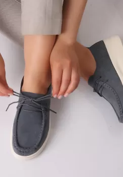 Pantofi dama casual Gri din Piele Naturala Intoarsa Derina imagine