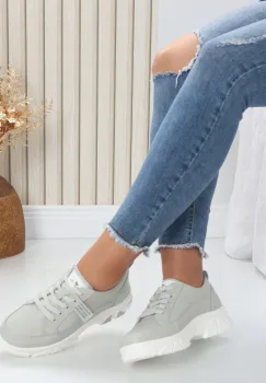 Pantofi dama casual Gri din Piele Naturala Mika imagine