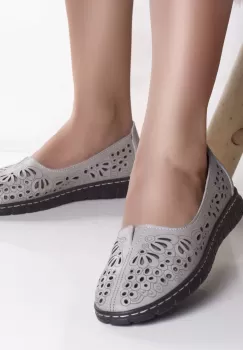 Pantofi dama casual gri din piele naturala opilo imagine