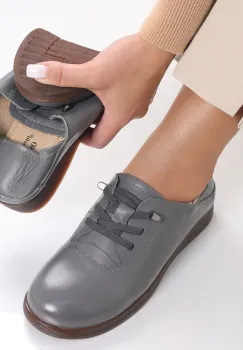 Pantofi dama casual Gri din Piele Naturala Samiana imagine