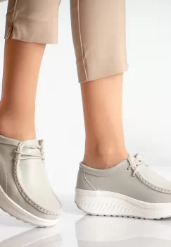 Pantofi dama casual gri piele naturala oscara imagine