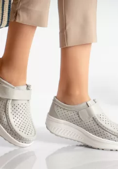 Pantofi dama casual gri piele naturala rula imagine