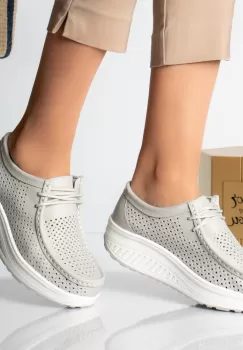 Pantofi dama casual gri piele naturala samra imagine