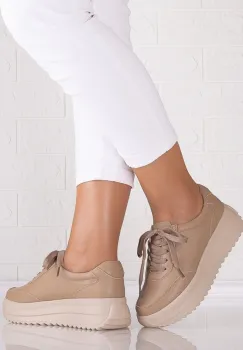 Pantofi dama casual Khaki din Piele Naturala Delaia imagine