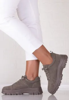 Pantofi dama casual Khaki din Piele Naturala Intoarsa Alisma imagine