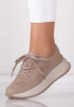 Pantofi dama casual Khaki din Piele Naturala Intoarsa Morela imagine