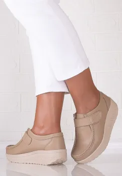 Pantofi dama casual Khaki din Piele Naturala Rachel imagine