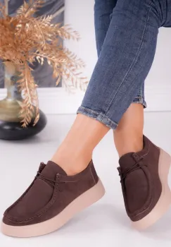 Pantofi dama casual Maro din Piele Naturala Intoarsa Sandy imagine