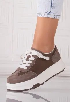 Pantofi dama casual Maro din Piele Naturala Intoarsa si textil Narella imagine