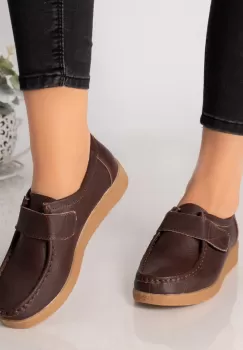 Pantofi dama casual maro piele naturala chloly imagine
