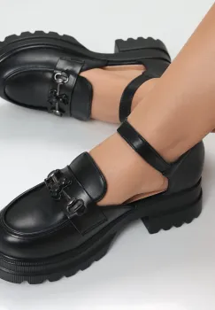 Pantofi dama Casual Negri din Piele Ecologica Aina imagine