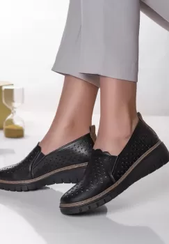 Pantofi dama casual negri din piele ecologica anda imagine