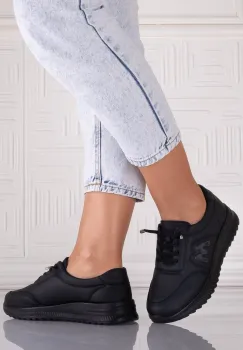 Pantofi dama Casual Negri din Piele Ecologica Arela imagine