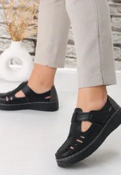 Pantofi dama casual Negri din Piele Ecologica Asreva imagine