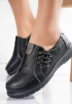 Pantofi dama casual Negri din Piele Ecologica Breazi imagine