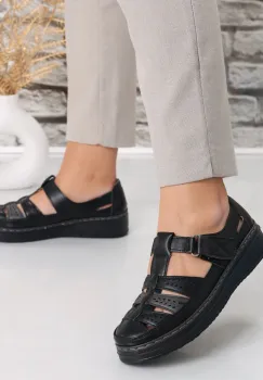Pantofi dama casual Negri din Piele Ecologica Cataria imagine