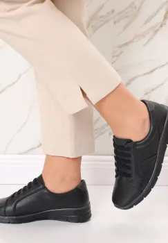 Pantofi dama casual negri din piele ecologica Christa imagine
