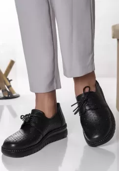 Pantofi dama casual negri din piele ecologica dalia imagine