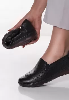 Pantofi dama casual negri din piele ecologica duja imagine