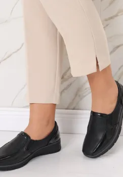 Pantofi dama casual negri din piele ecologica Elsa imagine