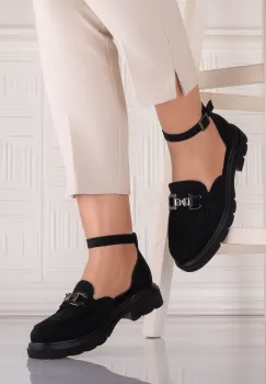 Pantofi dama casual Negri din Piele Ecologica Intoarsa Adiria imagine