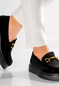 Pantofi dama casual Negri din Piele Ecologica Intoarsa Arola imagine