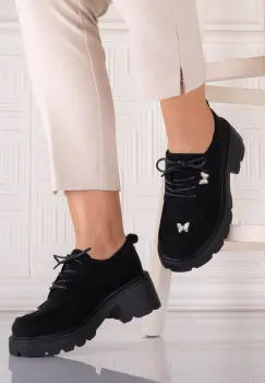 Pantofi dama casual Negri din Piele Ecologica Intoarsa govri imagine