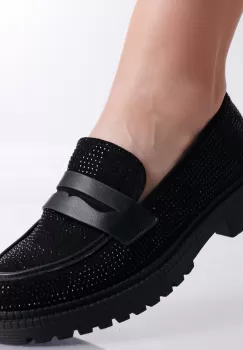 Pantofi dama casual Negri din Piele Ecologica Intoarsa Isara imagine