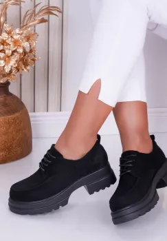 Pantofi dama casual Negri din Piele Ecologica Intoarsa Jola imagine