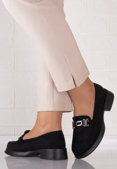 Pantofi dama casual Negri din Piele Ecologica Intoarsa Kalya imagine
