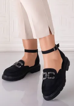 Pantofi dama casual Negri din Piele Ecologica Intoarsa Lipana imagine