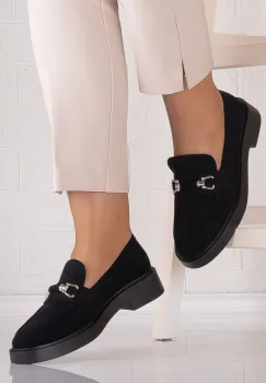 Pantofi dama casual Negri din Piele Ecologica Intoarsa Rashida imagine