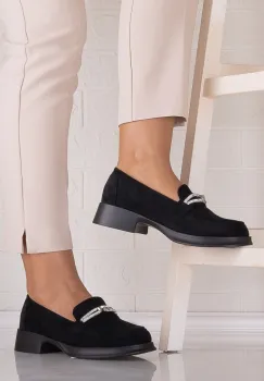 Pantofi dama casual Negri din Piele Ecologica Intoarsa Warifa imagine