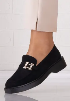 Pantofi dama casual Negri din Piele Ecologica Intoarsa Zawina imagine