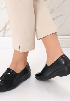 Pantofi dama casual negri din piele ecologica Jess imagine