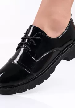 Pantofi dama casual Negri din Piele Ecologica Lacuita Avama imagine