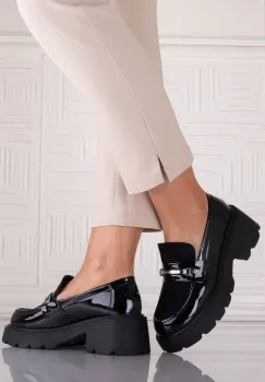 Pantofi dama casual Negri din Piele Ecologica Lacuita Catilea imagine