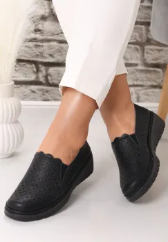 Pantofi dama casual Negri din Piele Ecologica Rujaina imagine